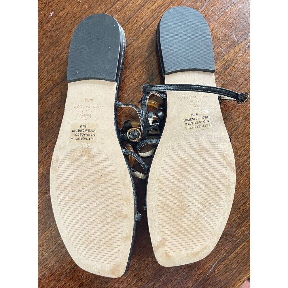 Ann Taylor Aaliyah Tortoiseshell Print Ring Leather Flat Sandals Size 9.5 - Picture 7 of 7